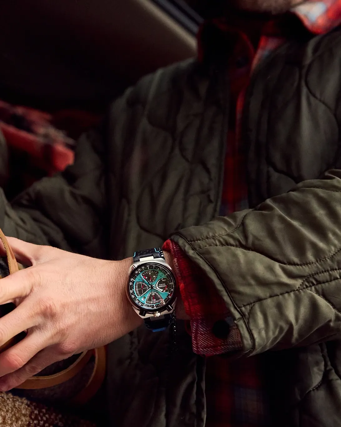 Promaster Tsuno Chrono Racer Blue Dial Leather Strap AV0106-01L